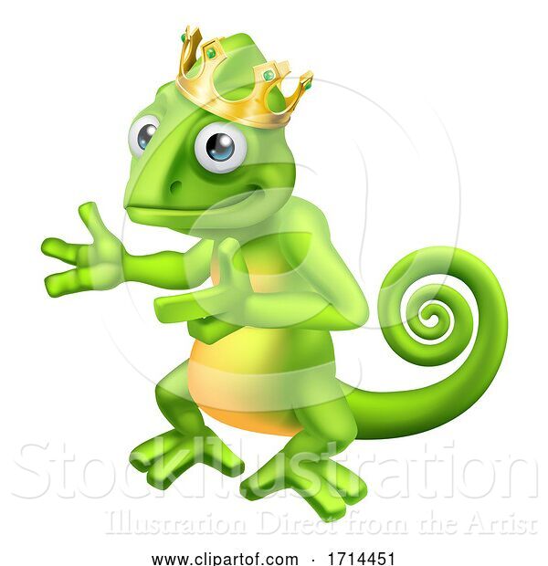 Vector Illustration of Chameleon King Crown Lizard Character