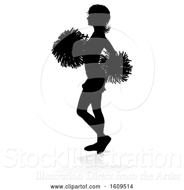 Vector Illustration of Cheerleader Pom Poms Silhouette