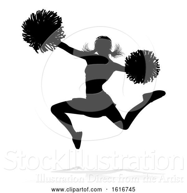 Vector Illustration of Cheerleader Pom Poms Silhouette