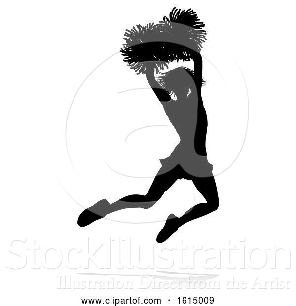 Vector Illustration of Cheerleader Pom Poms Silhouette, on a White Background