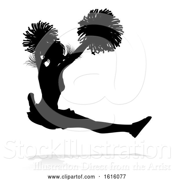 Vector Illustration of Cheerleader Pom Poms Silhouette, on a White Background