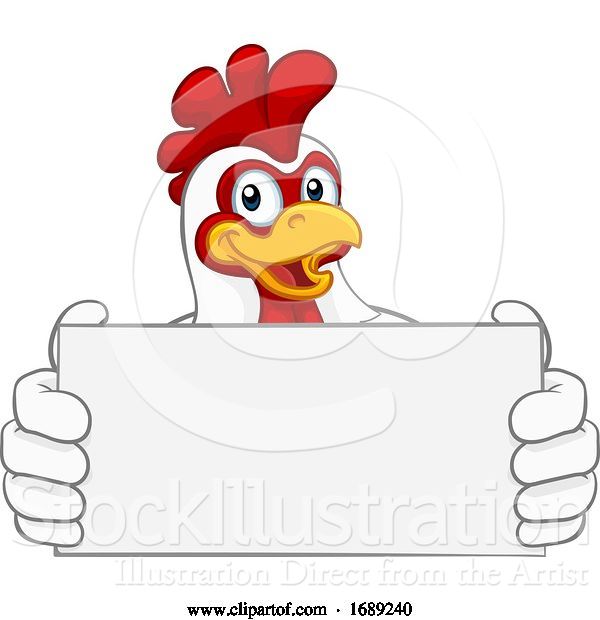 Vector Illustration of Chicken Rooster Cockerel Character Sign