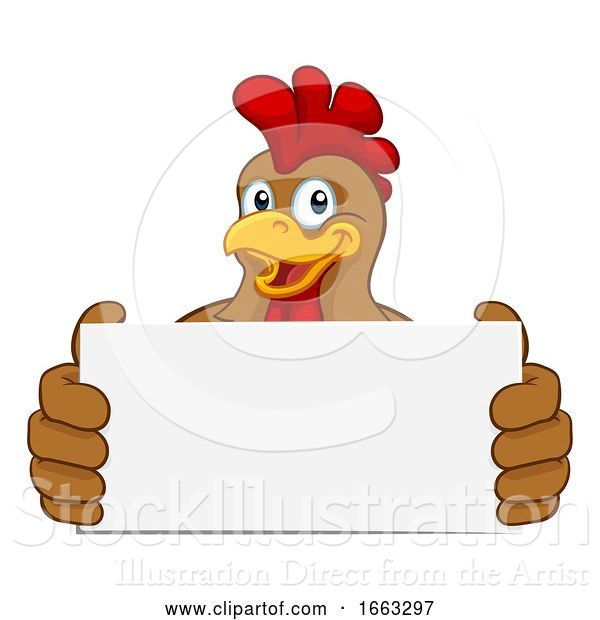 Vector Illustration of Chicken Rooster Cockerel Holding Sign