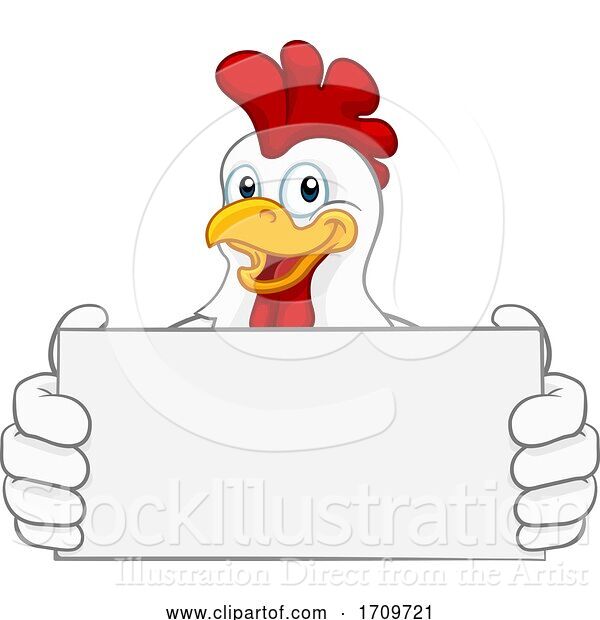 Vector Illustration of Chicken Rooster Cockerel Holding Sign