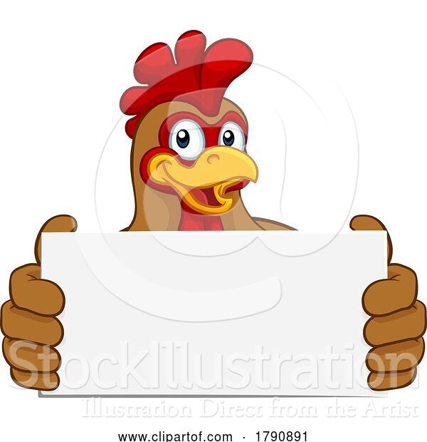 Vector Illustration of Chicken Rooster Cockerel Holding Sign