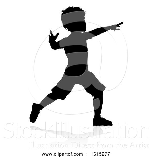 Vector Illustration of Child Silhouette, on a White Background