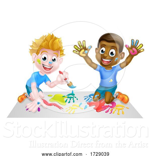 Vector Illustration of Children Painting