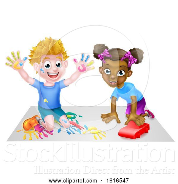 Vector Illustration of Children Playing