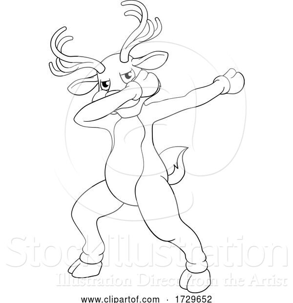 Vector Illustration of Christmas Reindeer Dabbing Dance