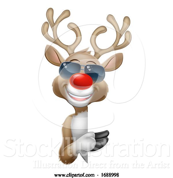 Vector Illustration of Christmas Reindeer Deer in Sunglasses Sign