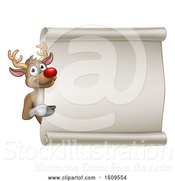 Vector Illustration of Christmas Reindeer Sign