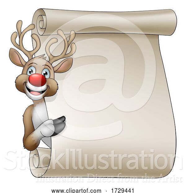 Vector Illustration of Christmas Reindeer Sign