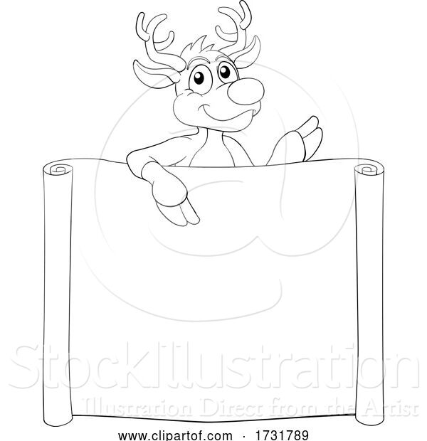 Vector Illustration of Christmas Reindeer Sign