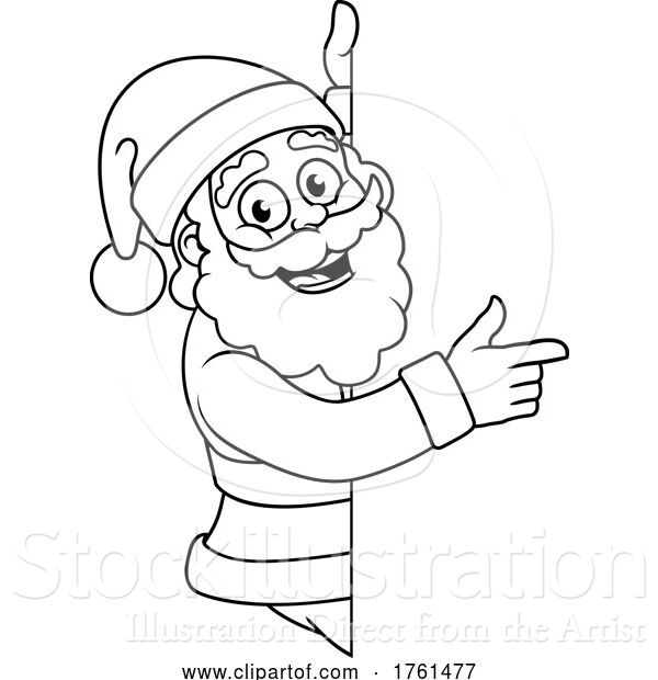 Vector Illustration of Christmas Santa Claus Pointing Around Sign