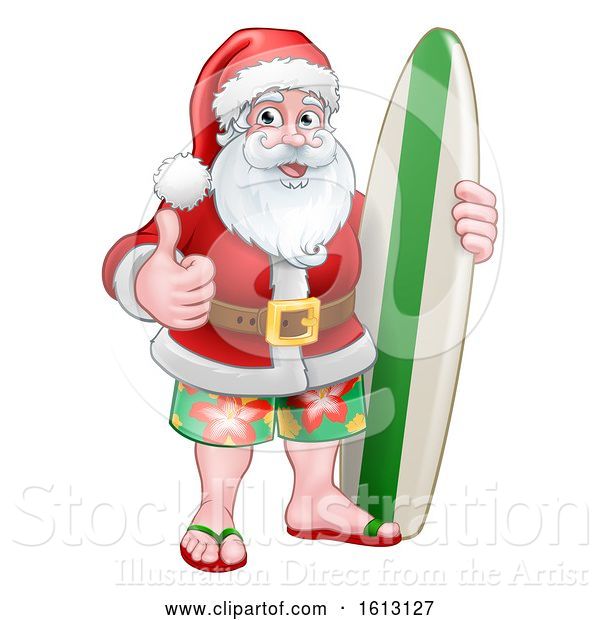 Vector Illustration of Christmas Santa Claus Surf