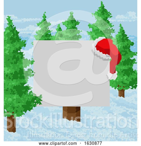 Vector Illustration of Christmas Snow Santa Hat Abstract Geometric Sign