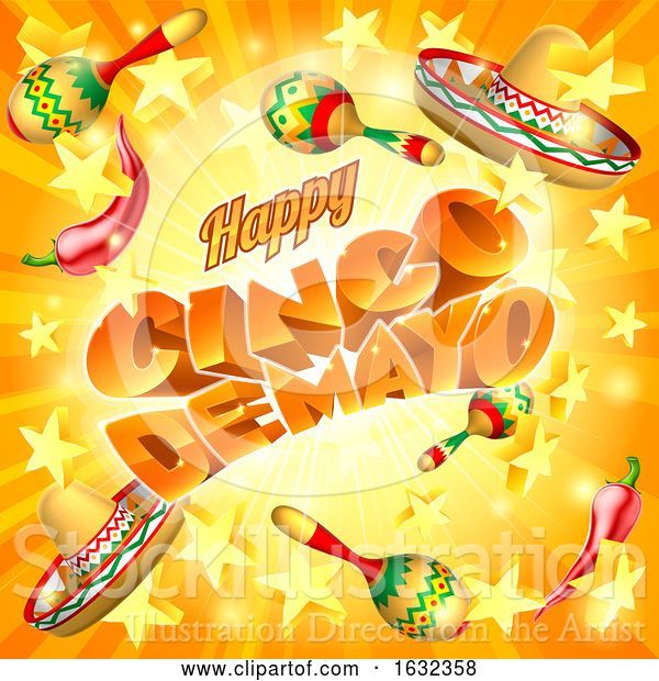 Vector Illustration of Cinco De Mayo Mexican Holiday Themed Background