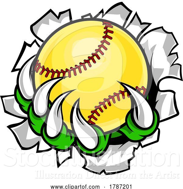 Vector Illustration of Claw Monster Talons Hand Holding Softball Ball