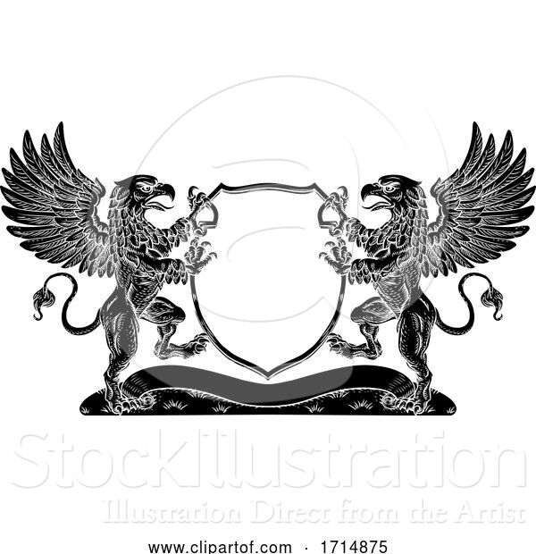 Vector Illustration of Coat of Arms Griffin Crest Griffon Family Shield