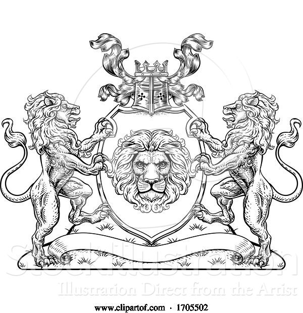 Vector Illustration of Coat of Arms Lions Crest Shield Family Seal