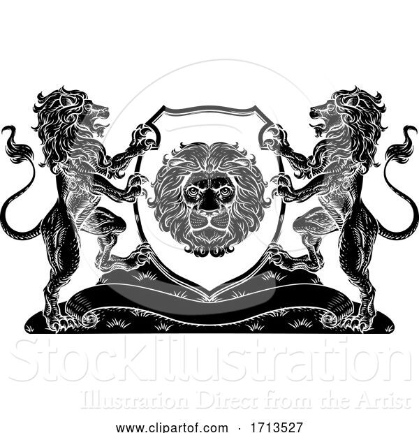 Vector Illustration of Coat of Arms Lions Crest Shield Family Seal