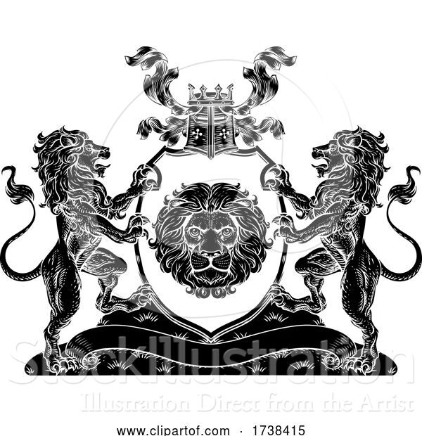 Vector Illustration of Coat of Arms Lions Crest Shield Family Seal