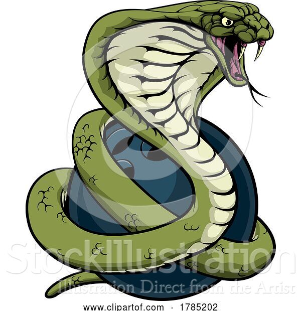 Vector Illustration of Cobra Snake Bowling Ball Animal Sports Team Mascot