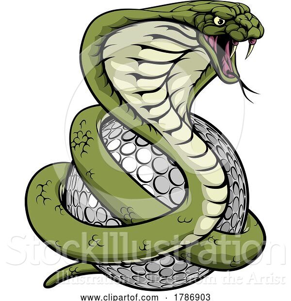 Vector Illustration of Cobra Snake Golf Ball Sports Team Mascot