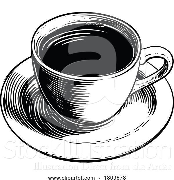 Vector Illustration of Coffee Mug Cup Retro Etching Engraving Woodcut