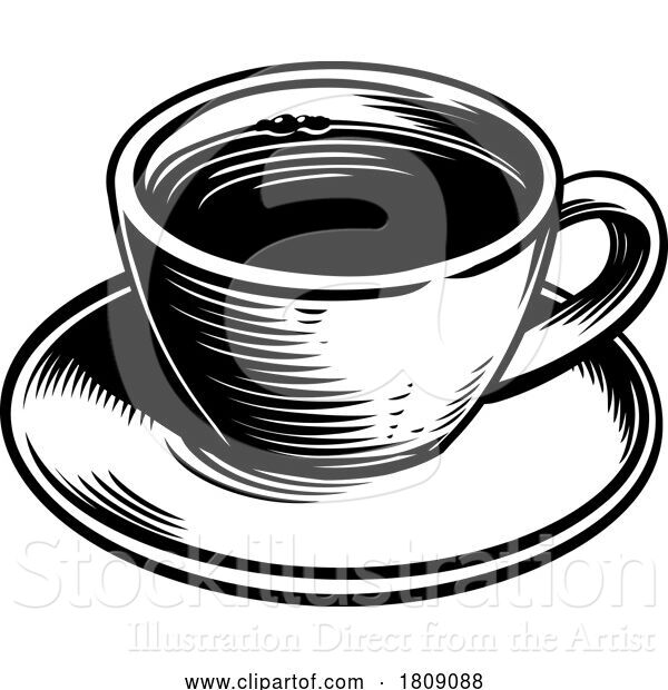 Vector Illustration of Coffee Mug Cup Retro Etching Engraving Woodcut