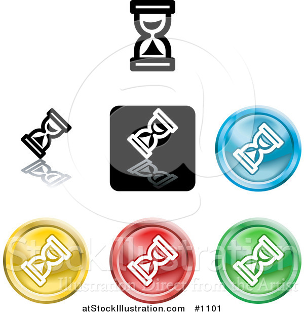 Vector Illustration of Colored Hourglass Cursor Icon Buttons
