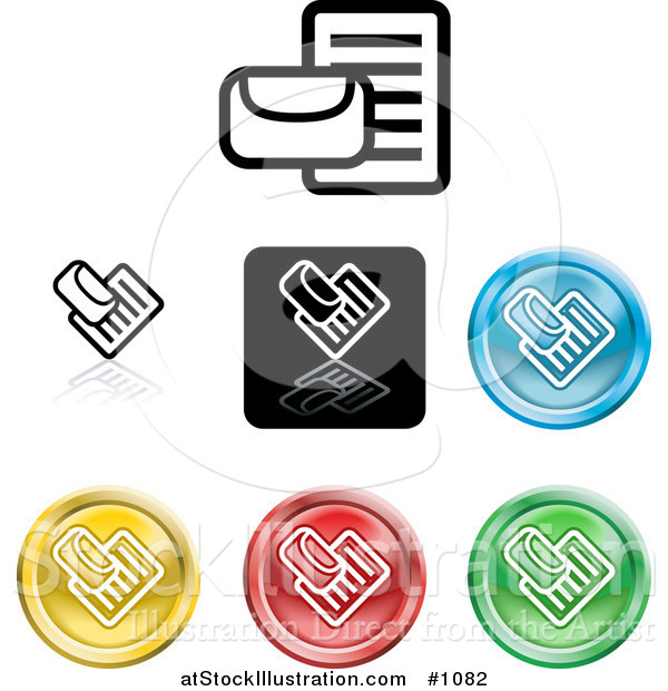 Vector Illustration of Colored Mail Icon Buttons