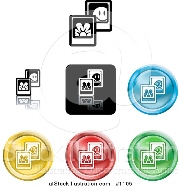 Vector Illustration of Colored Picture Icon Buttons