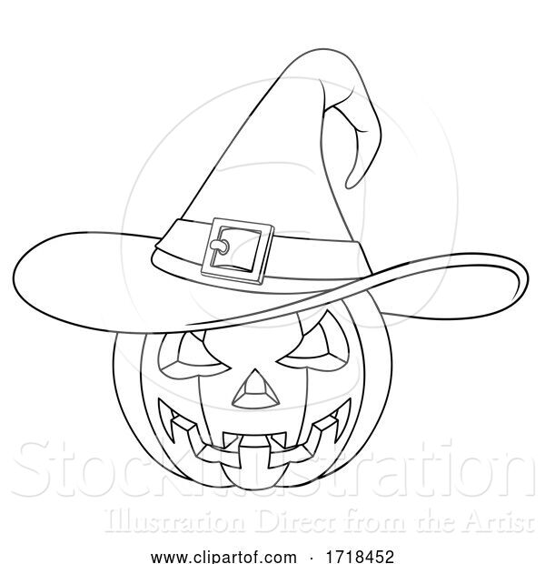 Vector Illustration of Coloring Book Jack O Lantern Halloween Pumpkin