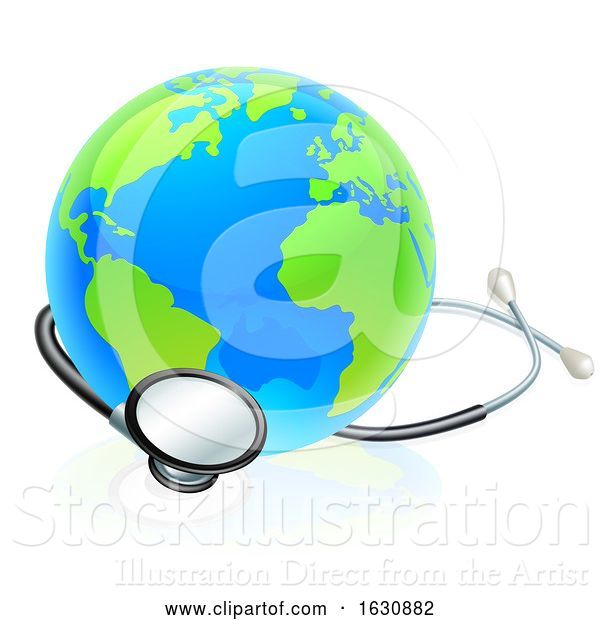 Vector Illustration of Concept Stethoscope Earth World Globe Health