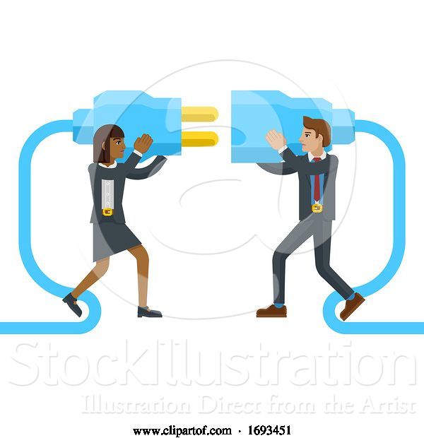 Vector Illustration of Connecting Plug Fitting Together Business Concept