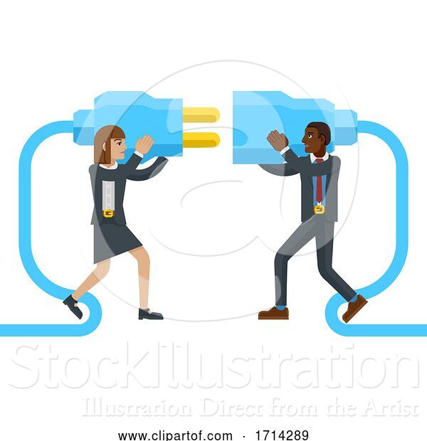 Vector Illustration of Connecting Plug Fitting Together Business Concept