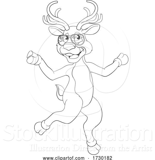 Vector Illustration of Cool Christmas Reindeer in Sunglasses