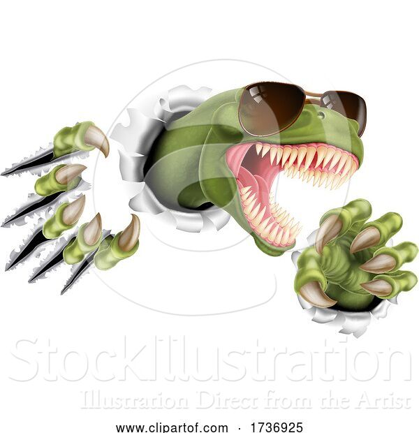 Vector Illustration of Cool Dinosaur Wearing Shades Sunglasses