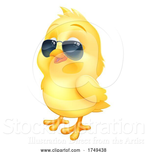 Vector Illustration of Cool Easter Baby Chick Chicken Bird in Sunglasses