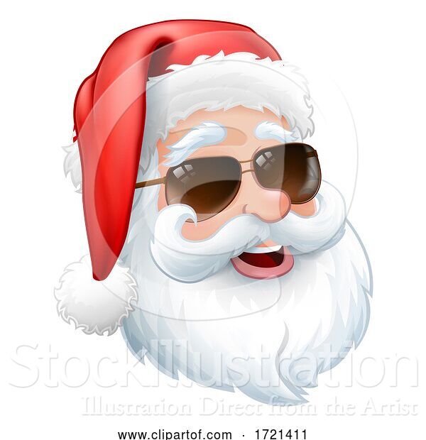 Vector Illustration of Cool Santa in Sunglasses Shades Christmas
