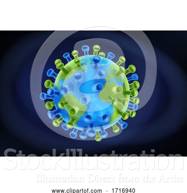 Vector Illustration of Coronavirus Virus Cell Global Pandemic World