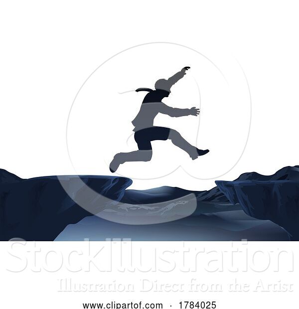 Vector Illustration of Courage Leap of Faith Jump Brave Silhouette Guy