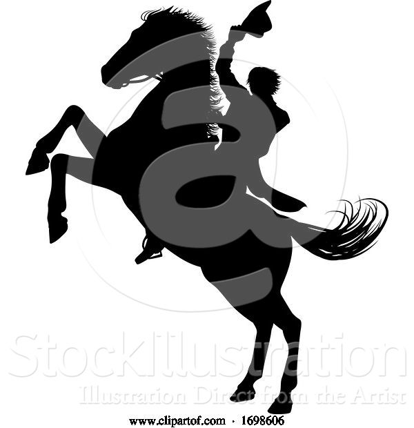 Vector Illustration of Cowboy Riding Horse Silhouette