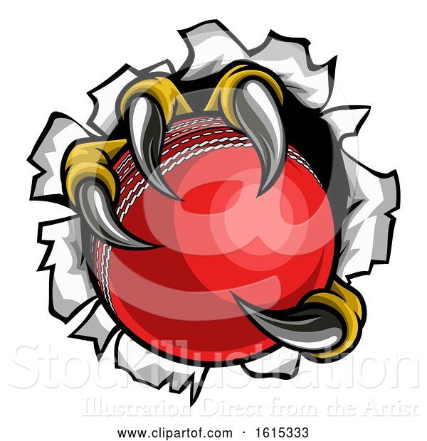 Vector Illustration of Cricket Ball Eagle Claw Talons Tearing Background