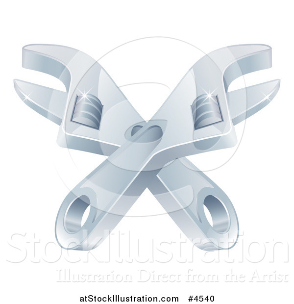 Vector Illustration of Crossed Adjustable Wrenches