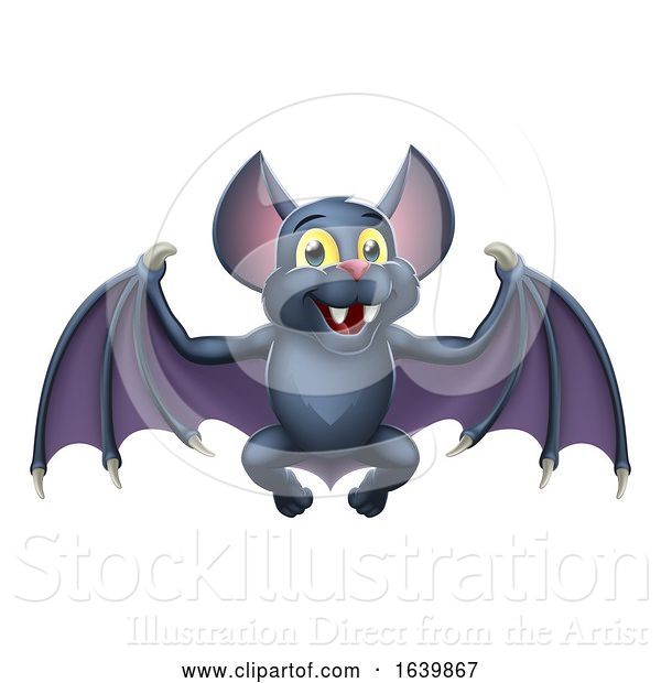 Vector Illustration of Cute Bat Halloween Vampire Animal