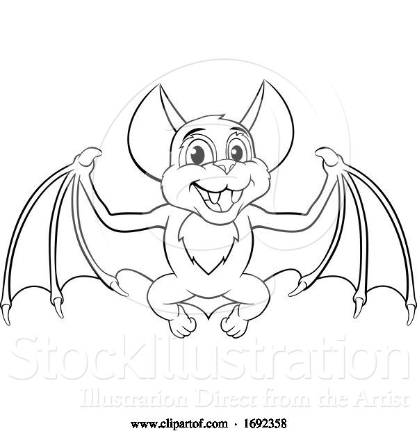 Vector Illustration of Cute Halloween Bat Character