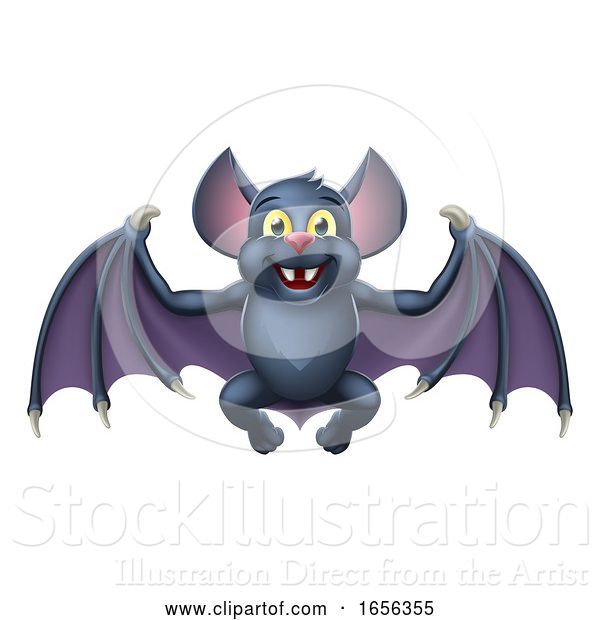 Vector Illustration of Cute Halloween Vampire Bat Animal