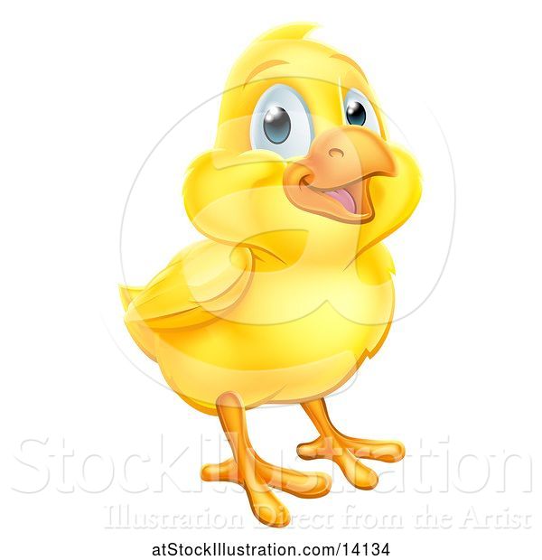Vector Illustration of Cute Happy Yellow Easter Chick
